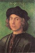 Portrat eines jungen Mannes vor grunem Hintergrund Albrecht Durer